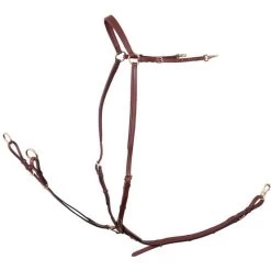 BR Vorderzeug Rayleigh Mit Sattelriemen Und Gummizug Tobacco/Kupfer Warmblut