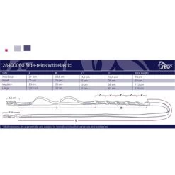 Harry's Horse Ausbindezügel Verstellbar Mit Elastik Schwarz -Geschaft Fur Pferdebedarf hh 28400060 maattabel2.3d67f1