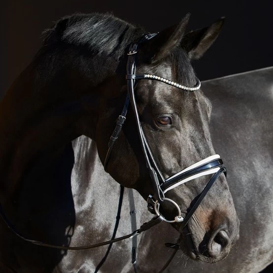 Kieffer Trense Sylvie II Crystals/Pearls Lack Schwarz/Weiß 4 Kieffer Trense Sylvie II Crystals/Pearls Lack Schwarz/Weiß – Bild 2