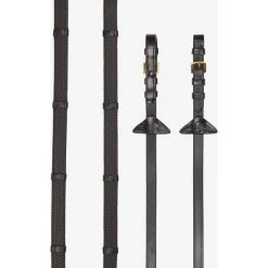 LeMieux Zügel Arika Soft Rubber With Stopper Braun/Silber -Geschaft Fur Pferdebedarf lemieux it03788 product rubbergripriens brown brass.3cd268